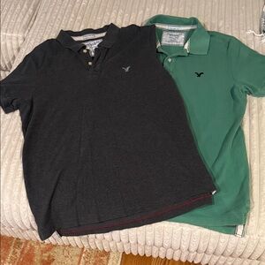 American Eagle Outfitters Black and Green Polo Shirts